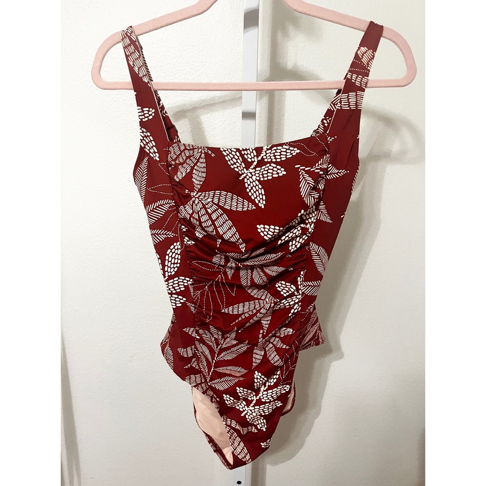 Cupshe Dotted Line Leaf Square Neck Tummy Control One-Piece Medium - Picture 5 of 10